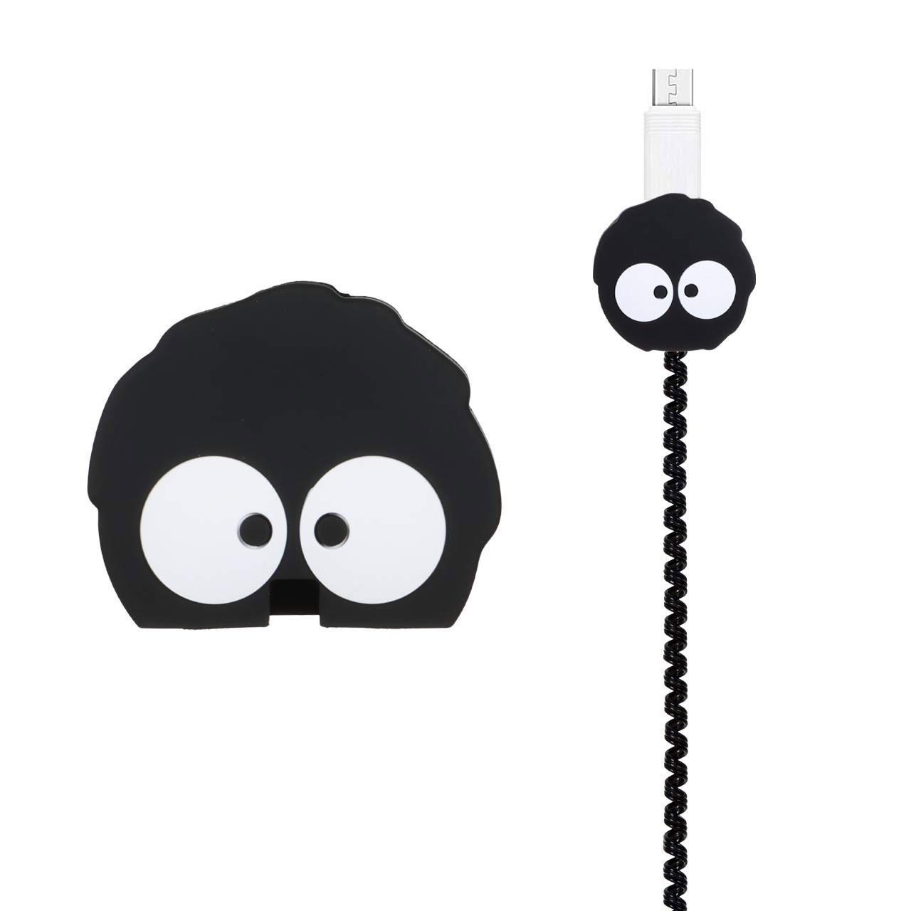 ست محافظ کابل و آداپتور سیلیکونی عروسکی طرح روح سیاه (Soot Sprite) مناسب برای شارژر سامسونگ 25 وات 3 پین