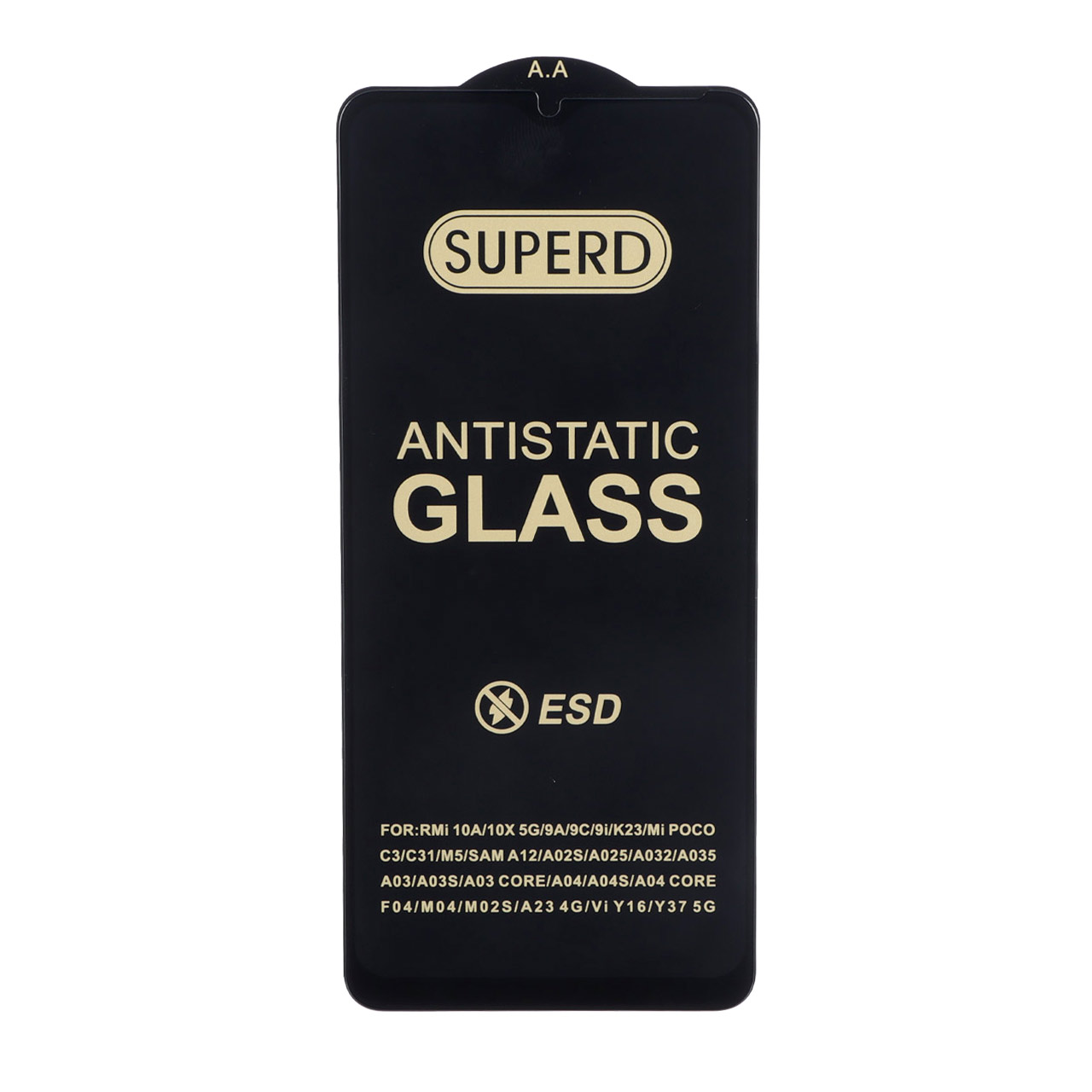 محافظ صفحه نمایش شیشه ای Full Cover SuperD Anti Static ESD مدل Samsung Galaxy A12 / A02 / A02S / A03 / A03S / A03 Core / A04 / A04S / A04E / A13 / A23 / A32 5G / M02 / M04 / M12 / M13 / M23 / M33 /F13 / A1 Plus / A2 Plus / M4 / M5 / C30 / C30S