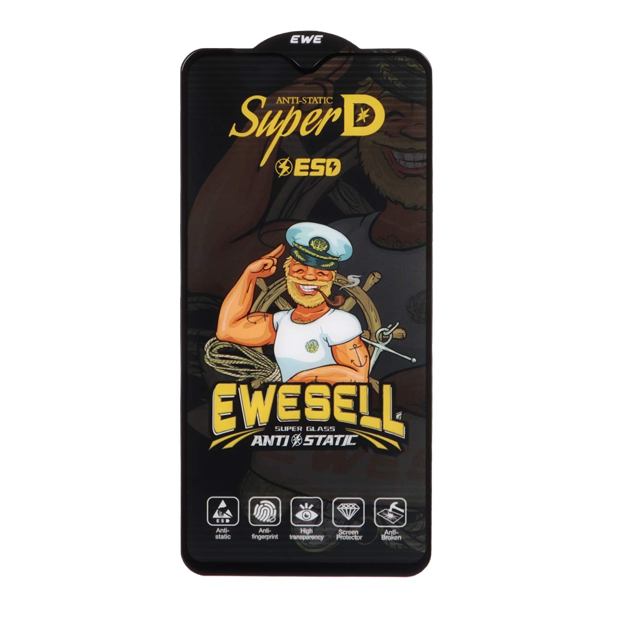 محافظ صفحه نمایش شیشه ای تمام صفحه Super D ESD Ewesell مناسب برای سامسونگ A10 / A10S / M10 / M20 / M01S