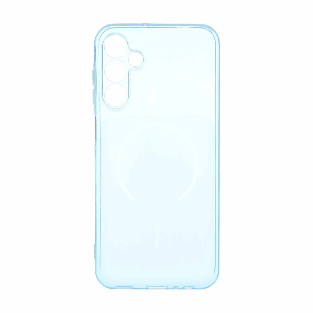 قاب ژله ای شفاف مستطیلی طرح مگ سیف محافظ لنزدار Samsung Galaxy A15 - آبی