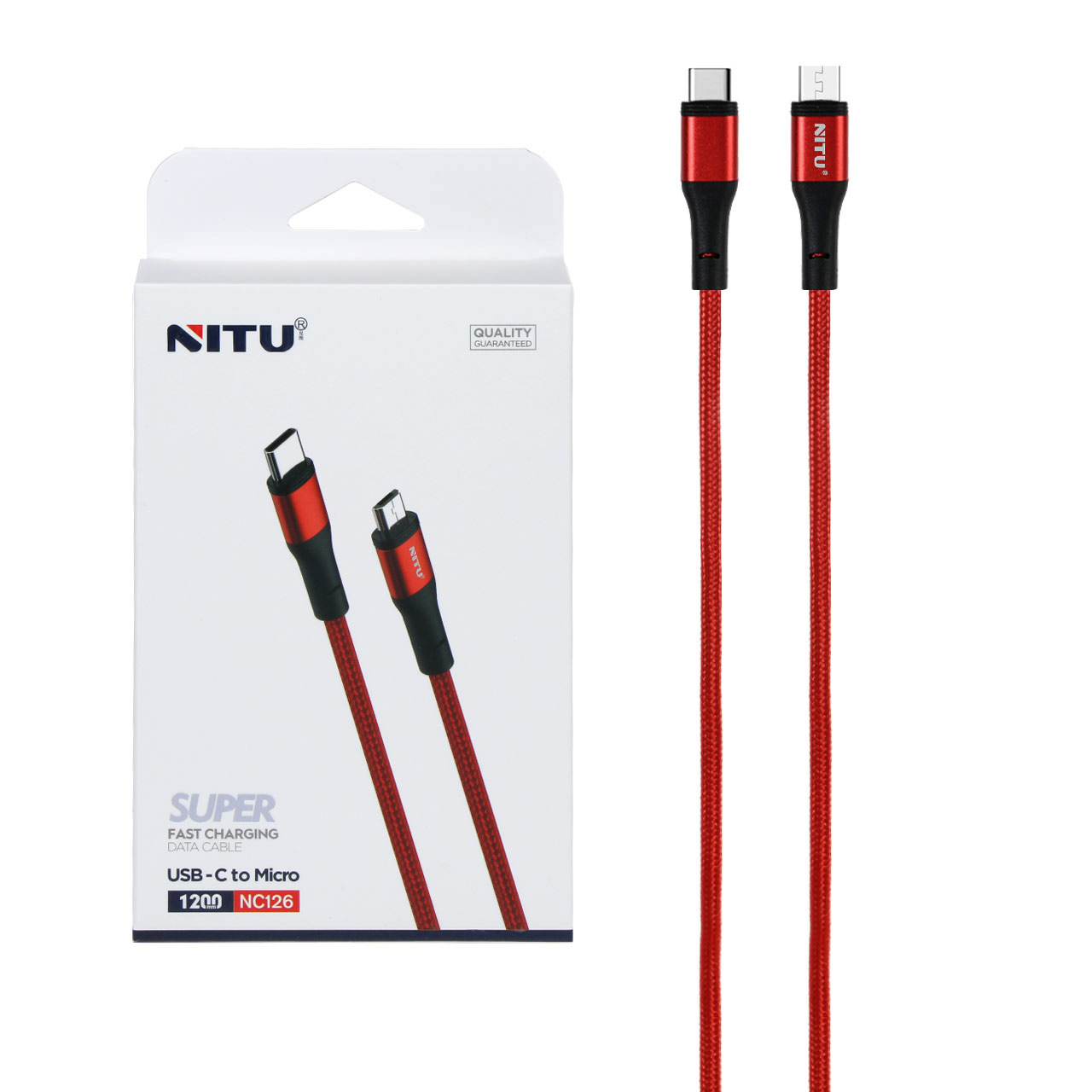 کابل شارژ فست NITU Type-C به Micro USB مدل NC126 قرمز
