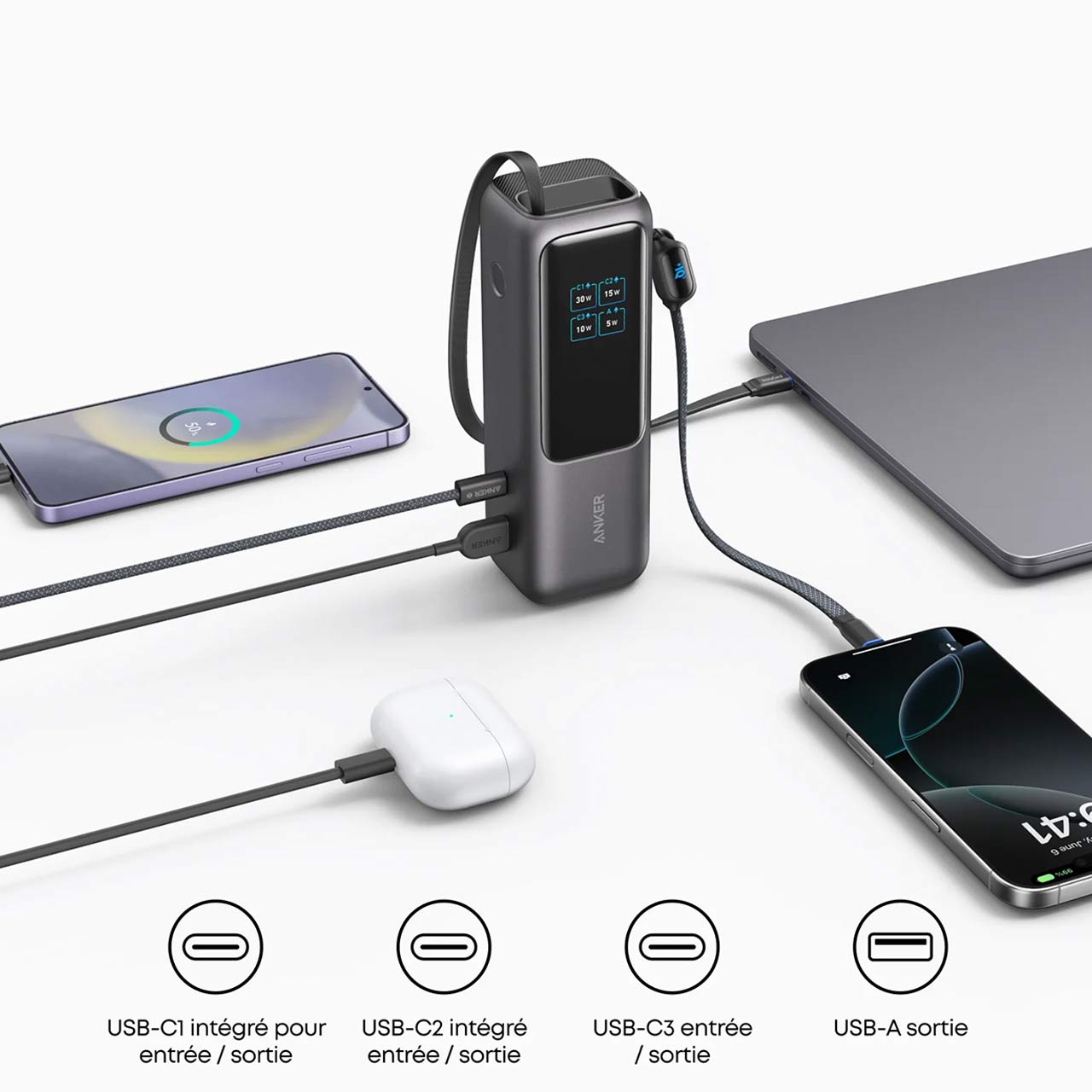 پاوربانک 165 وات 25000 میلی آمپر (PD و فست شارژ) Anker مدل A1695H11 - مشکی