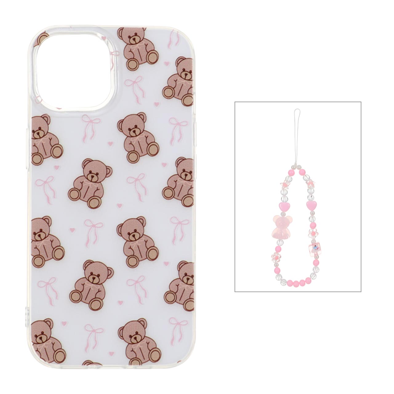 قاب دور ژله ای طرح دار با بند مرواریدی مچی Apple iPhone 15 / iPhone 14 / iPhone 13 - کد 92