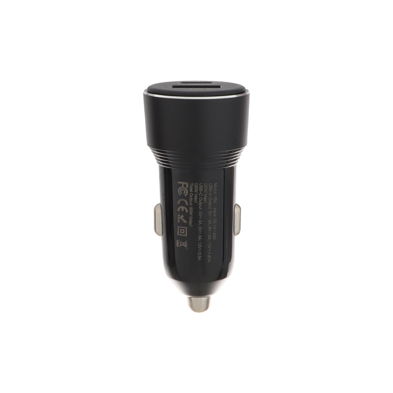 شارژر فندکی فست شارژ PD و USB دو پورت Yesido Y64 50W مشکی