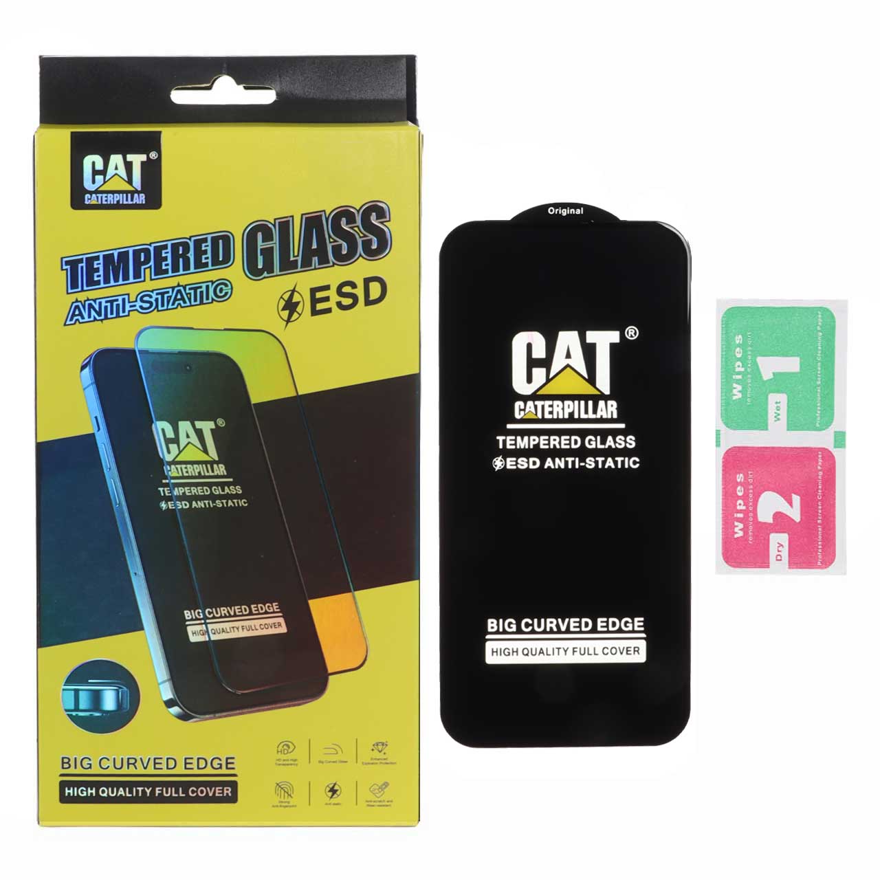 محافظ صفحه نمایش شیشه‌ای کاترپیلار Anti Static ESD مناسب برای آیفون 15 پرو