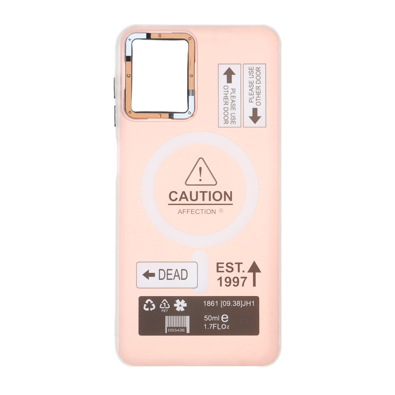 قاب طرح Caution دور مات مگ سیف صورتی مناسب برای سامسونگ گلکسی A12 / M12 / F12