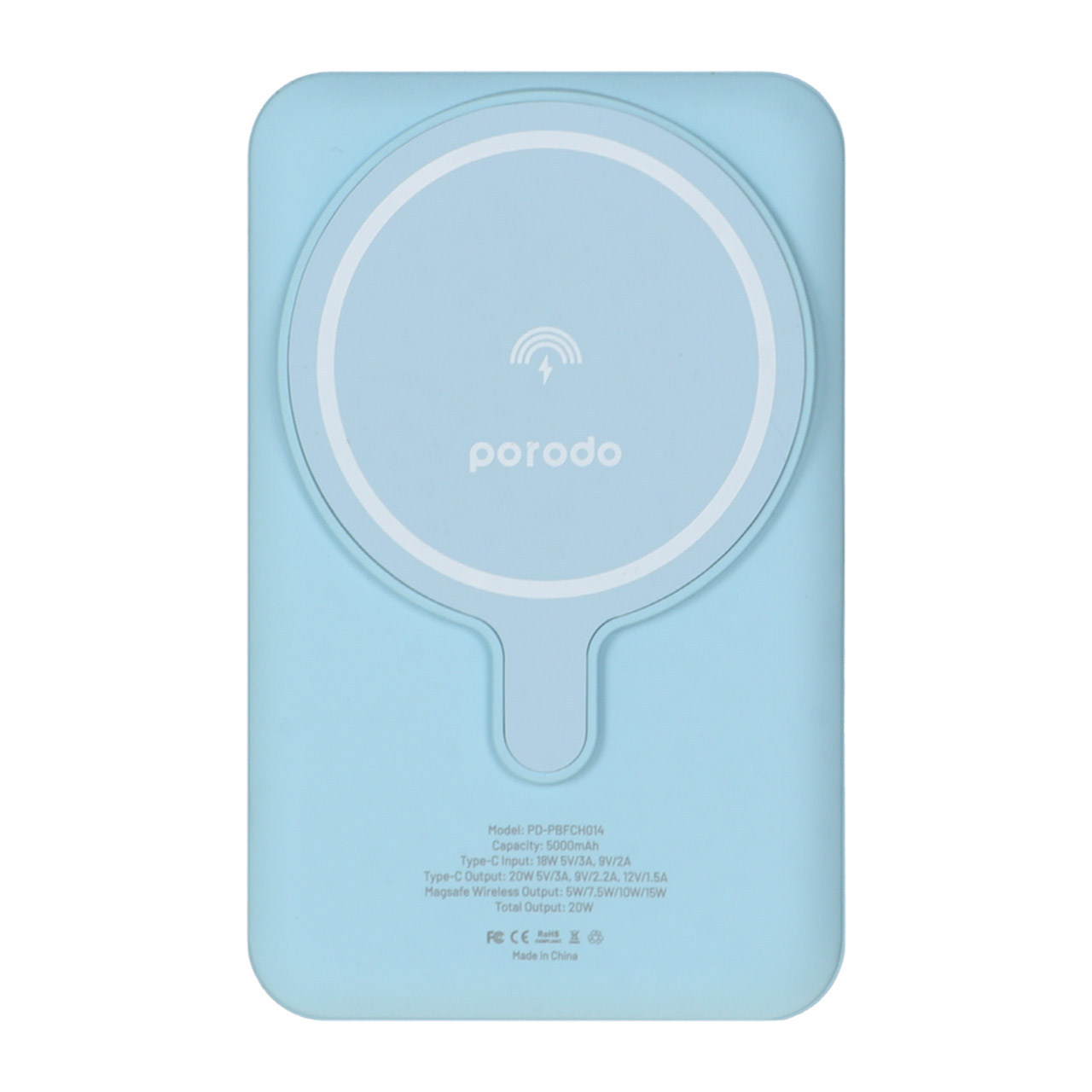 پاوربانک 20 وات 5000 میلی آمپر (PD و فست شارژ) Porodo مدل PD-PBFCH014 - آبی