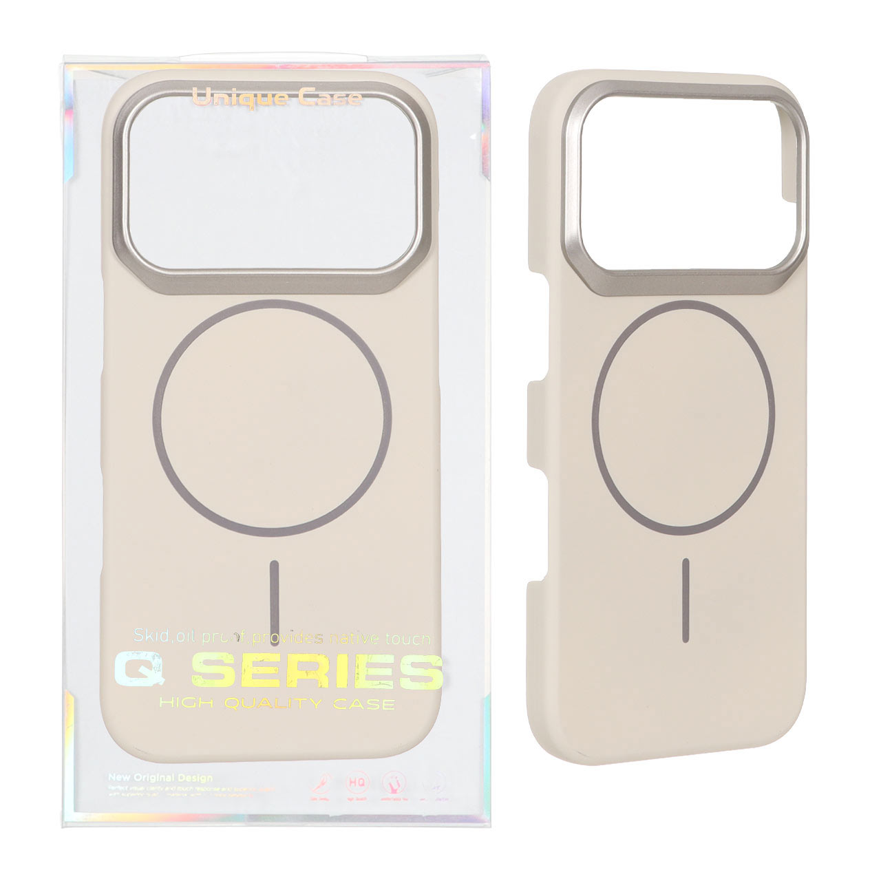 قاب اورجینال Q Series MagSafe آیفون 17 پرو مکس کرم با محافظ لنز