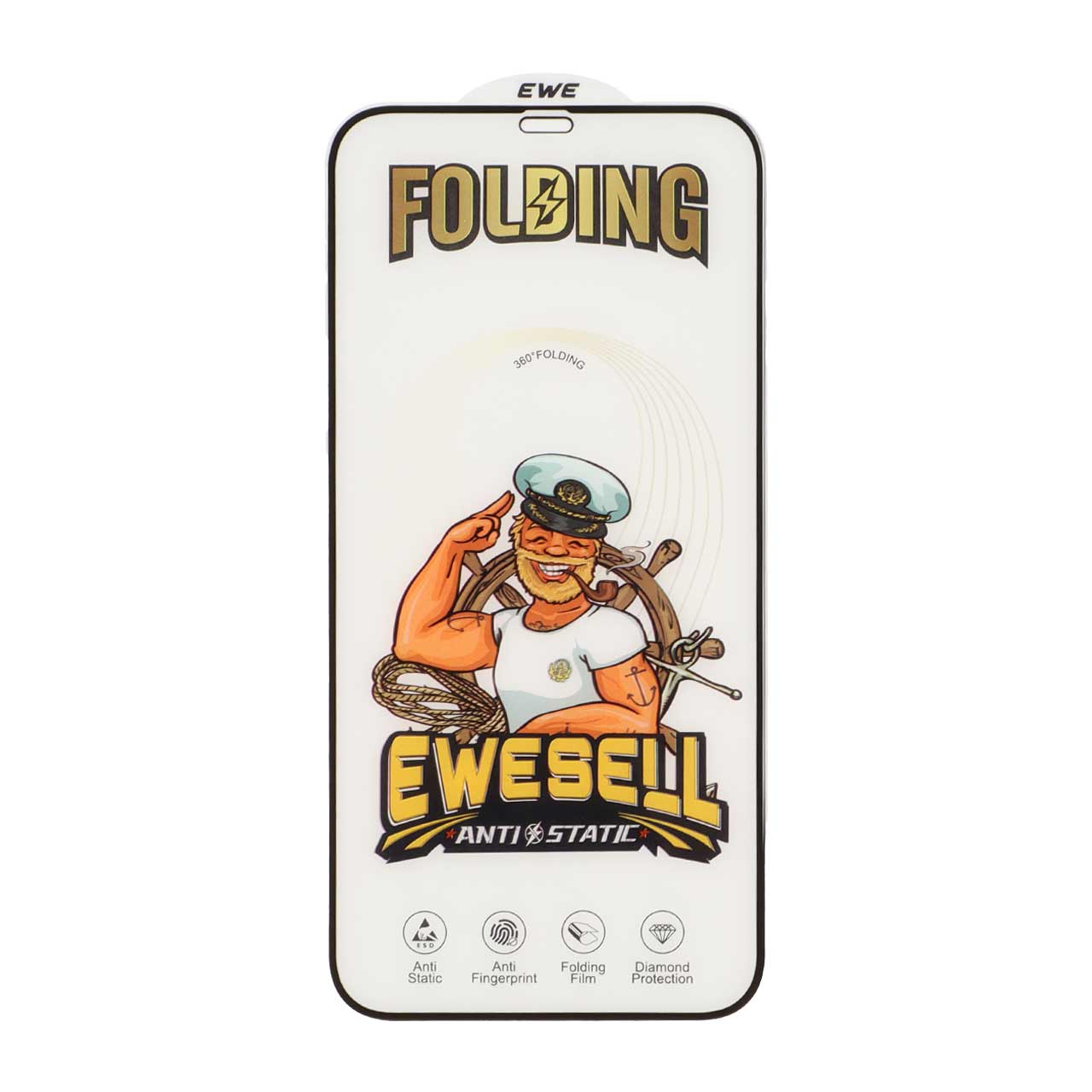 محافظ صفحه نمایش شیشه‌ای فول کاور Ewesell Anti Static Folding مناسب برای آیفون 12 پرو مکس