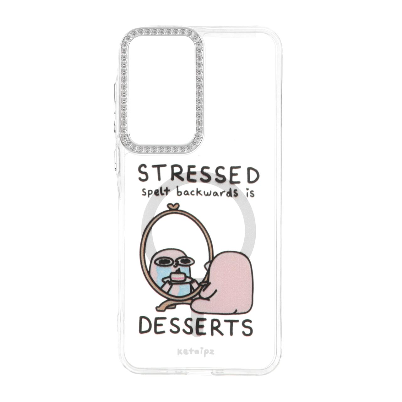 قاب طرح STRESSED DESSERTS ژله ای شفاف مگ سیف دور لنز نگین دار مناسب برای سامسونگ گلکسی A37