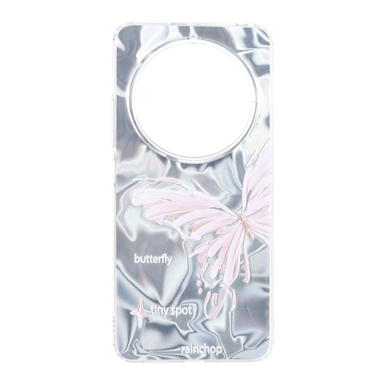 قاب طرح پروانه و ابر نقره‌ای Silver Cloud دور ژله‌ای مناسب برای شیائومی ردمی 14C / ردمی A4 / پوکو C75