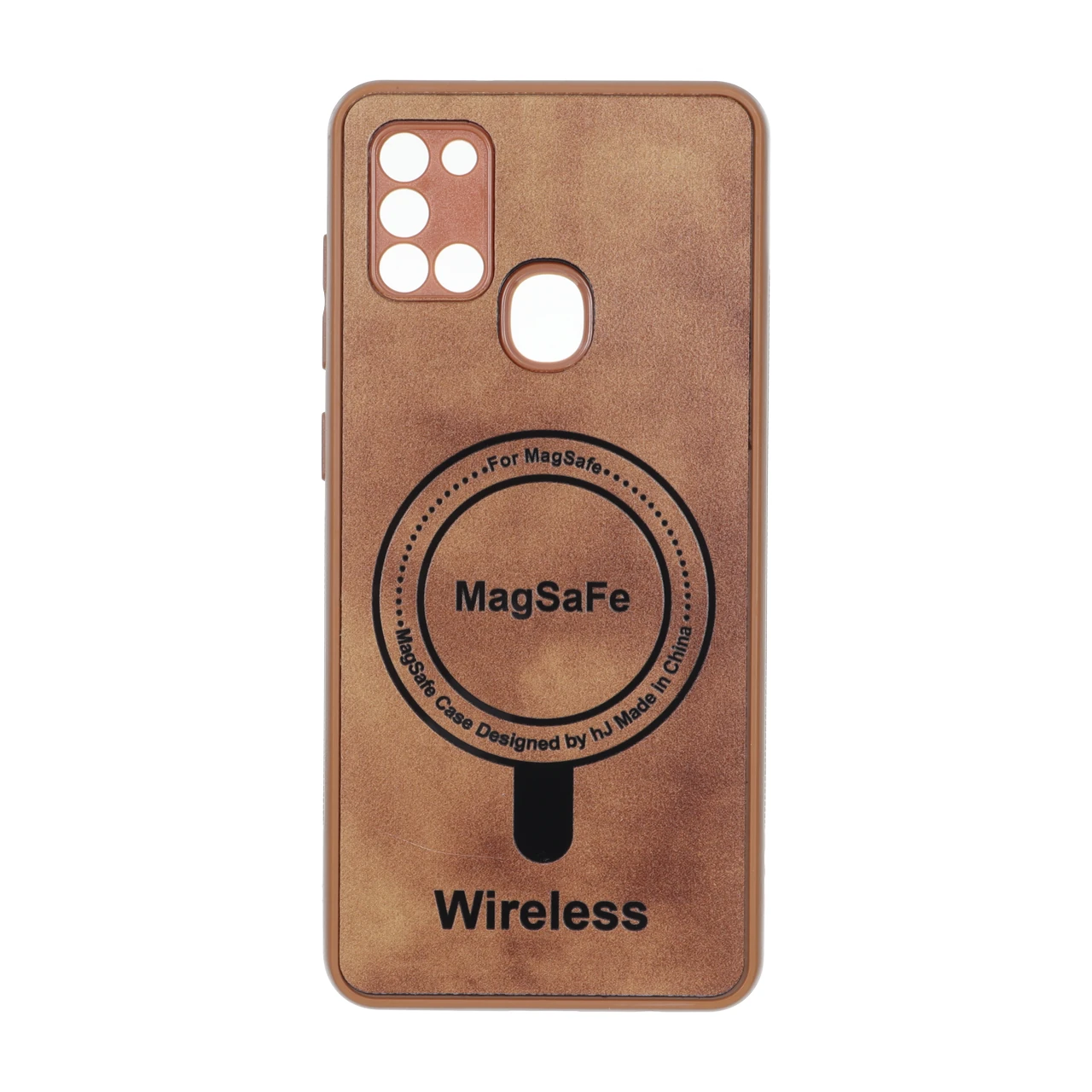 قاب Wireless طرح مگ سیف محافظ لنز برجسته عسلی مناسب برای سامسونگ گلکسی A21s