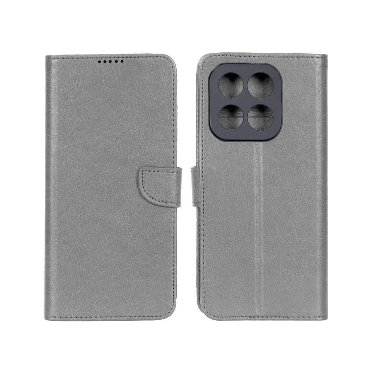 کیف چرمی مگنتی محافظ لنزدار KRF مناسب برای هانر Honor X7d - طوسی