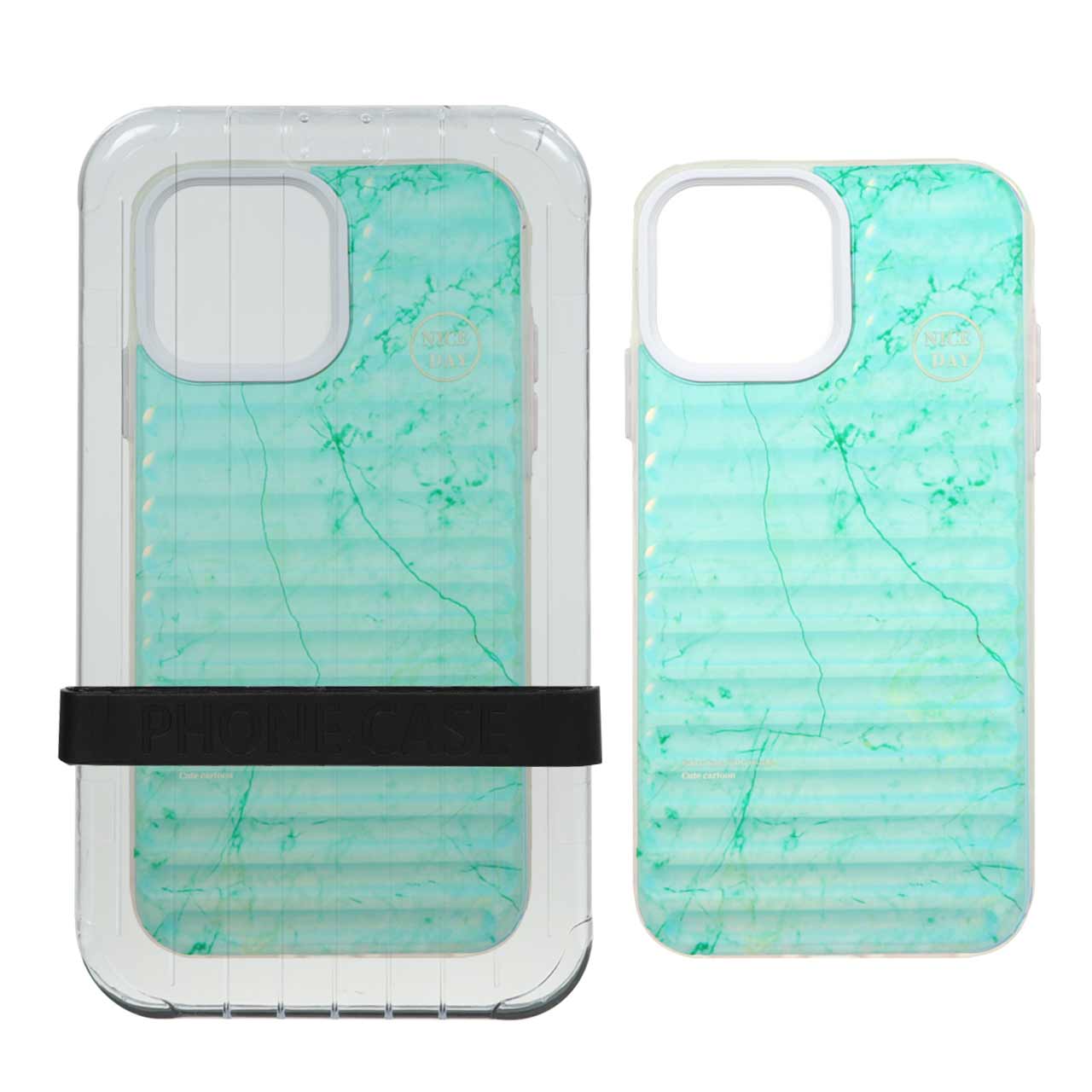 قاب Phone Case طرح مرمر سبزآبی با محافظ لنز مناسب برای آیفون 13 پرو مکس