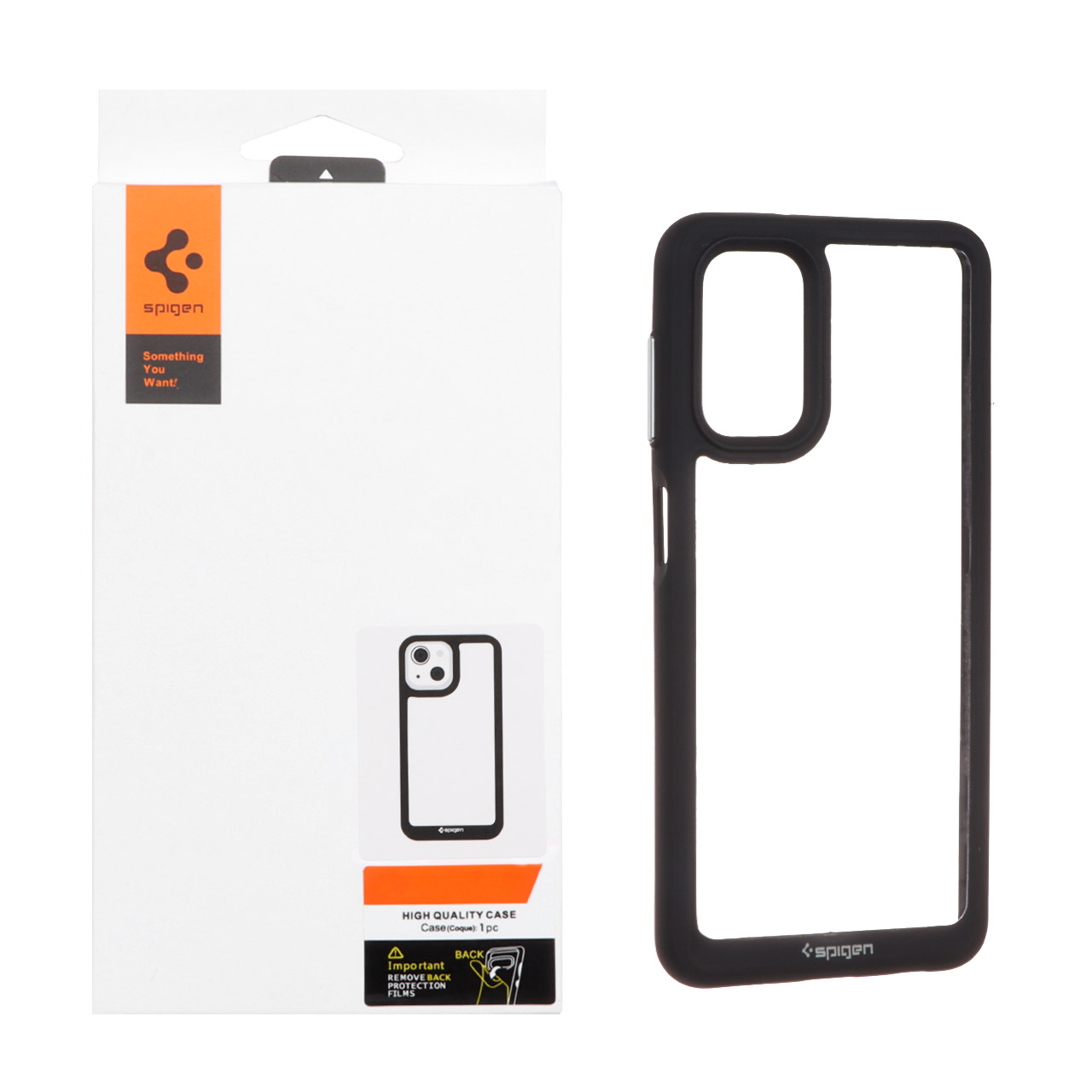 قاب اورجینال Spigen مدل شفاف مشکی مناسب برای سامسونگ گلکسی A13 4G/5G, A04s, M13 4G و F13
