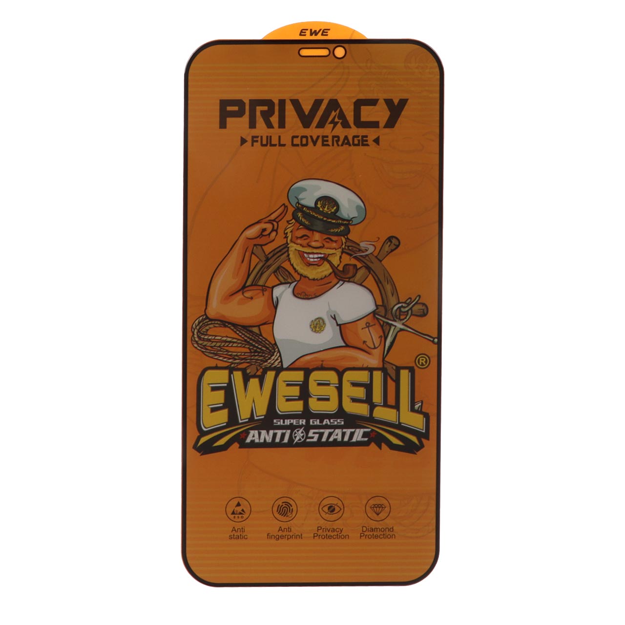 محافظ صفحه نمایش شیشه ای فول کاور حریم شخصی Ewesell Anti Static مناسب برای آیفون ۱۲ پرو مکس