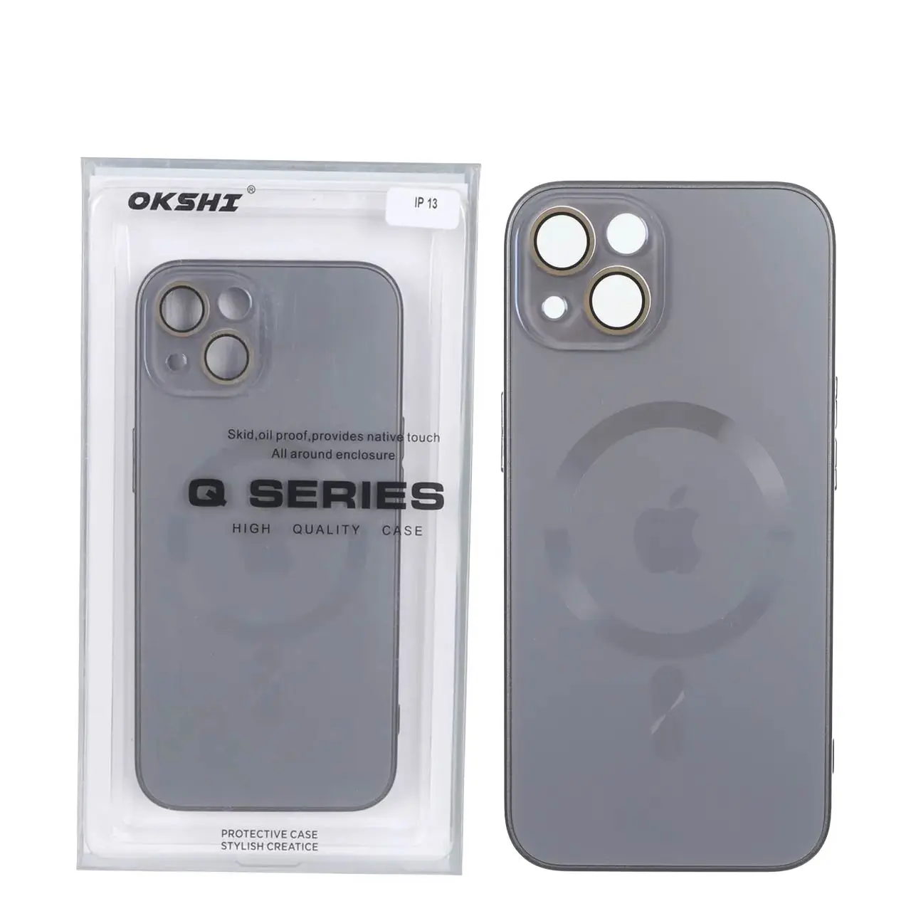 قاب مگ سیف PVD Qseries ضدخش و لنزدار مناسب برای آیفون 13 و آیفون 14 - خاکستری