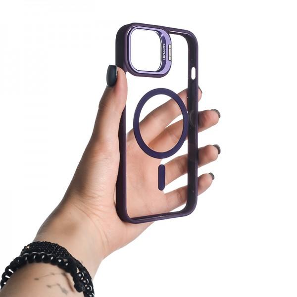قاب آیفون استندشو اورجینال محافظ لنزدار پکدار Metal Stand Case