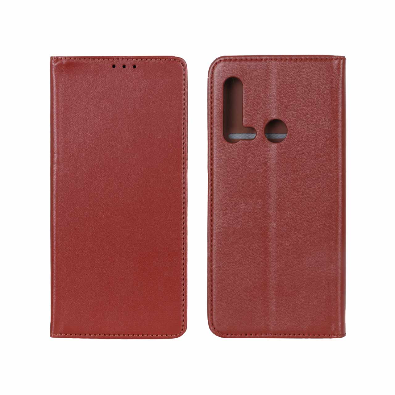 کیف موبایل مغناطیسی دور دوخت طرح چرم مناسب برای هواوی نوا 5i و P20 Lite (2019) رنگ آجری
