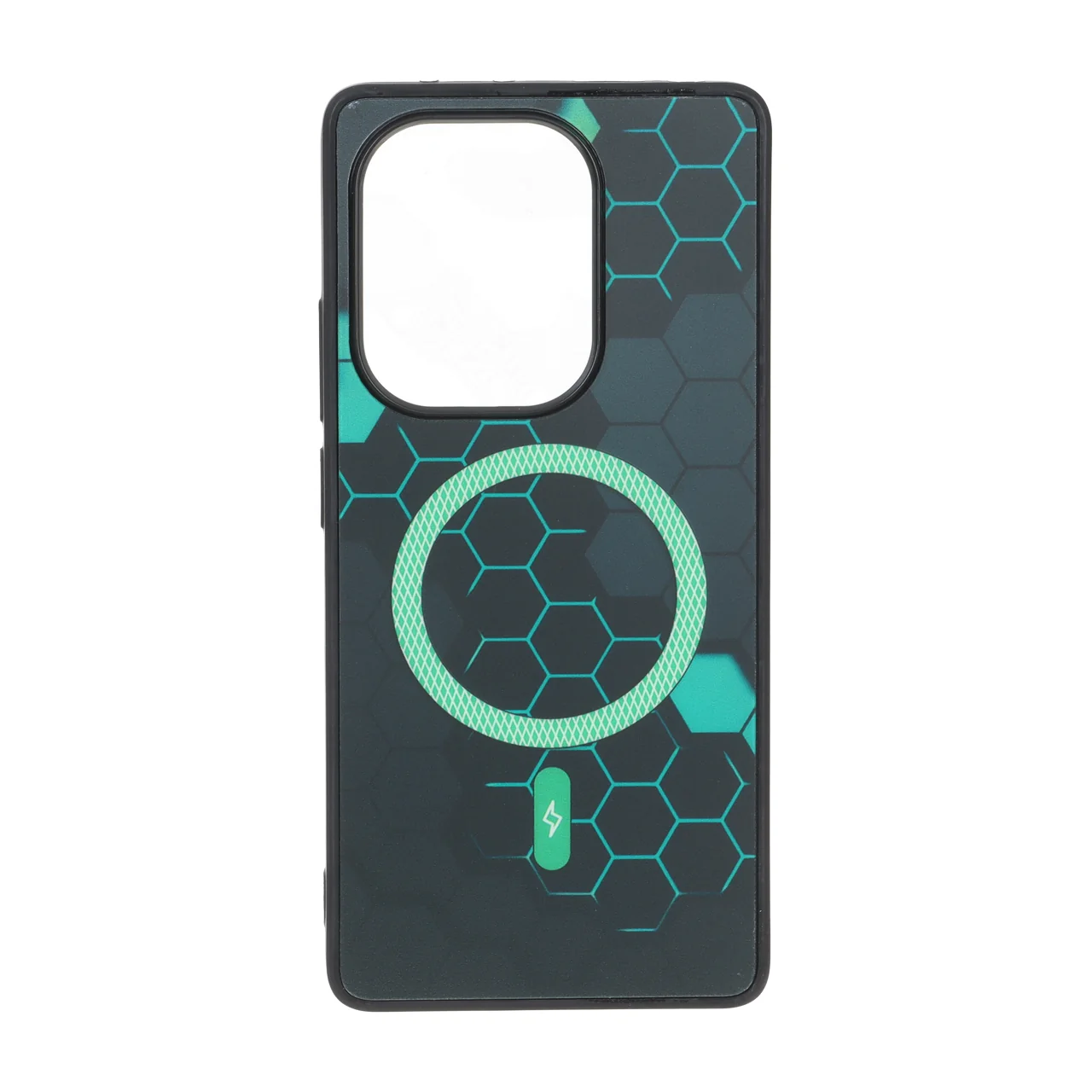 قاب طرح Hexagon مگ‌سیف هاشوردار سبز مناسب برای شیائومی ردمی نوت 14S / نوت 13 پرو 4G / پوکو M6 پرو 4G
