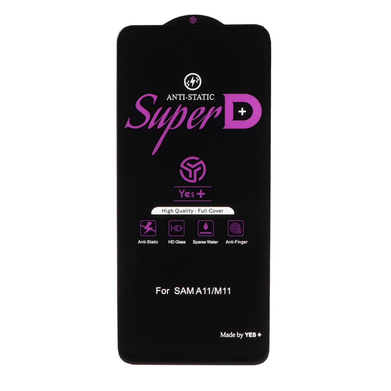 محافظ صفحه نمایش شیشه‌ای Super D Anti Static Yes Plus تمام صفحه مناسب برای سامسونگ گلکسی A11/M11، ردمی نوت 9/9t، می 11 لایت/12 لایت و ریلمی 7/9