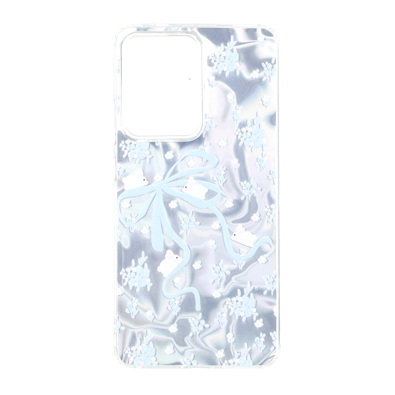 قاب طرح Silver Cloud پاپیون و خرگوش دور ژله‌ای مناسب برای شیائومی پوکو X7 پرو