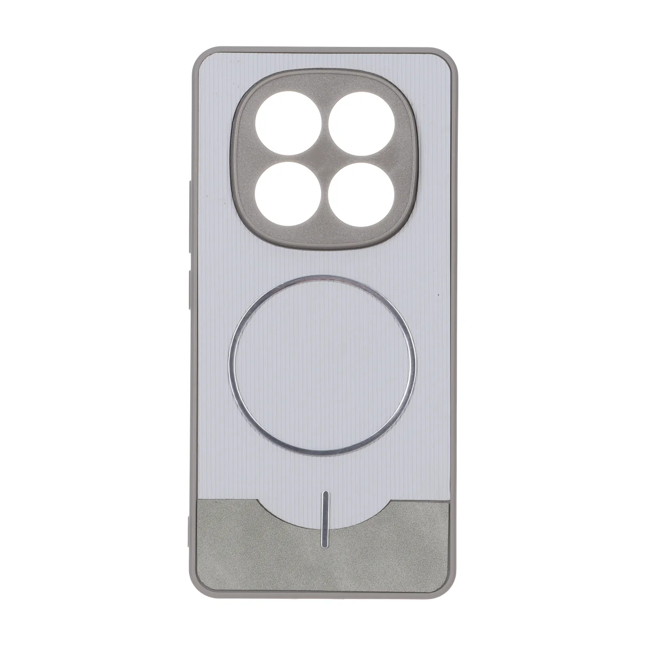 قاب طرح Line Case جیر MagSafe فلزی محافظ لنزدار طوسی مناسب برای شیائومی ردمی نوت 14 پرو 4G
