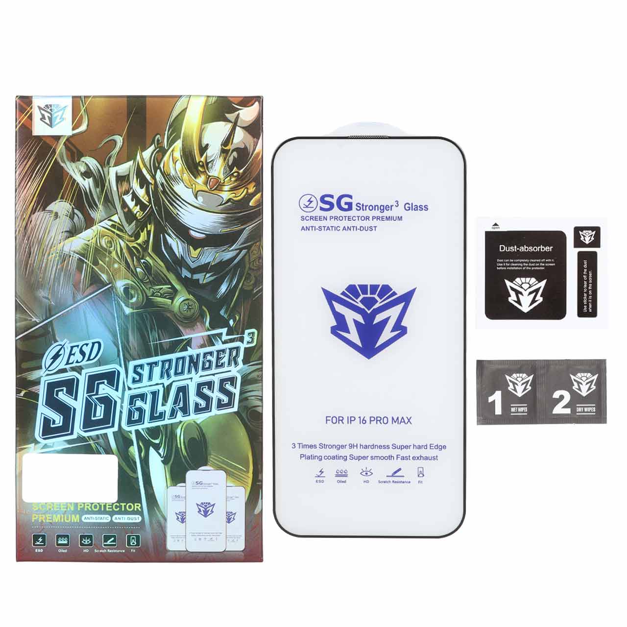 محافظ صفحه نمایش شیشه‌ای فول کاور ESD-SG مدل Apple iPhone 17 Pro Max