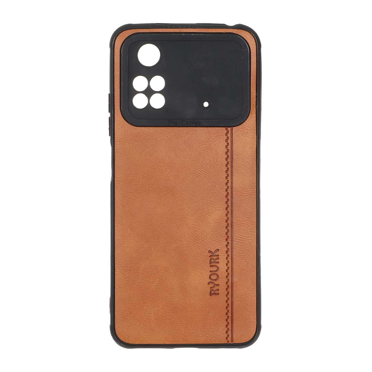 قاب طرح چرم RYOURK عسلی مناسب برای شیائومی پوکو M4 پرو 4G