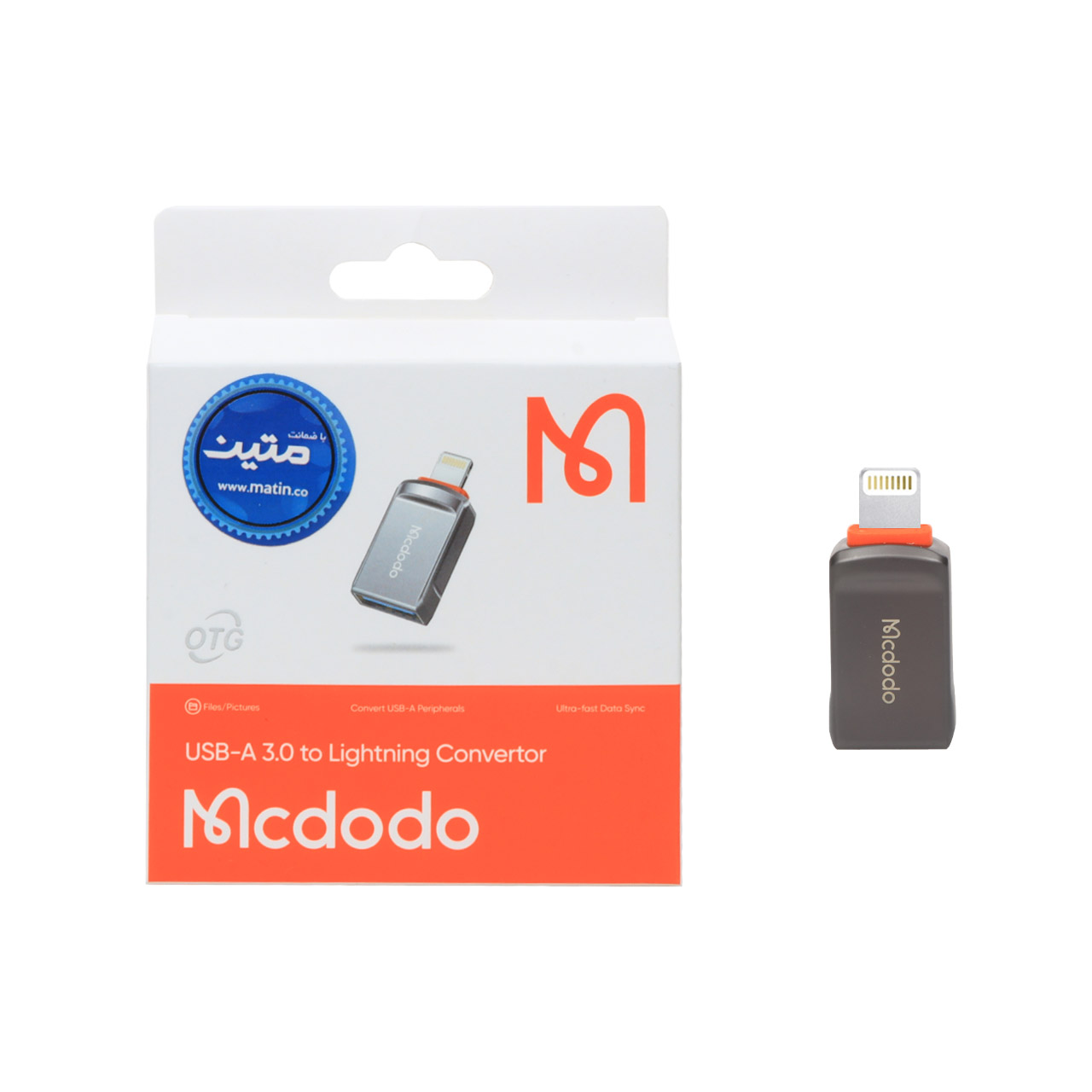 تبدیل Mcdodo OTG USB3.0 به لایتنینگ مدل OT-8600 خاکستری