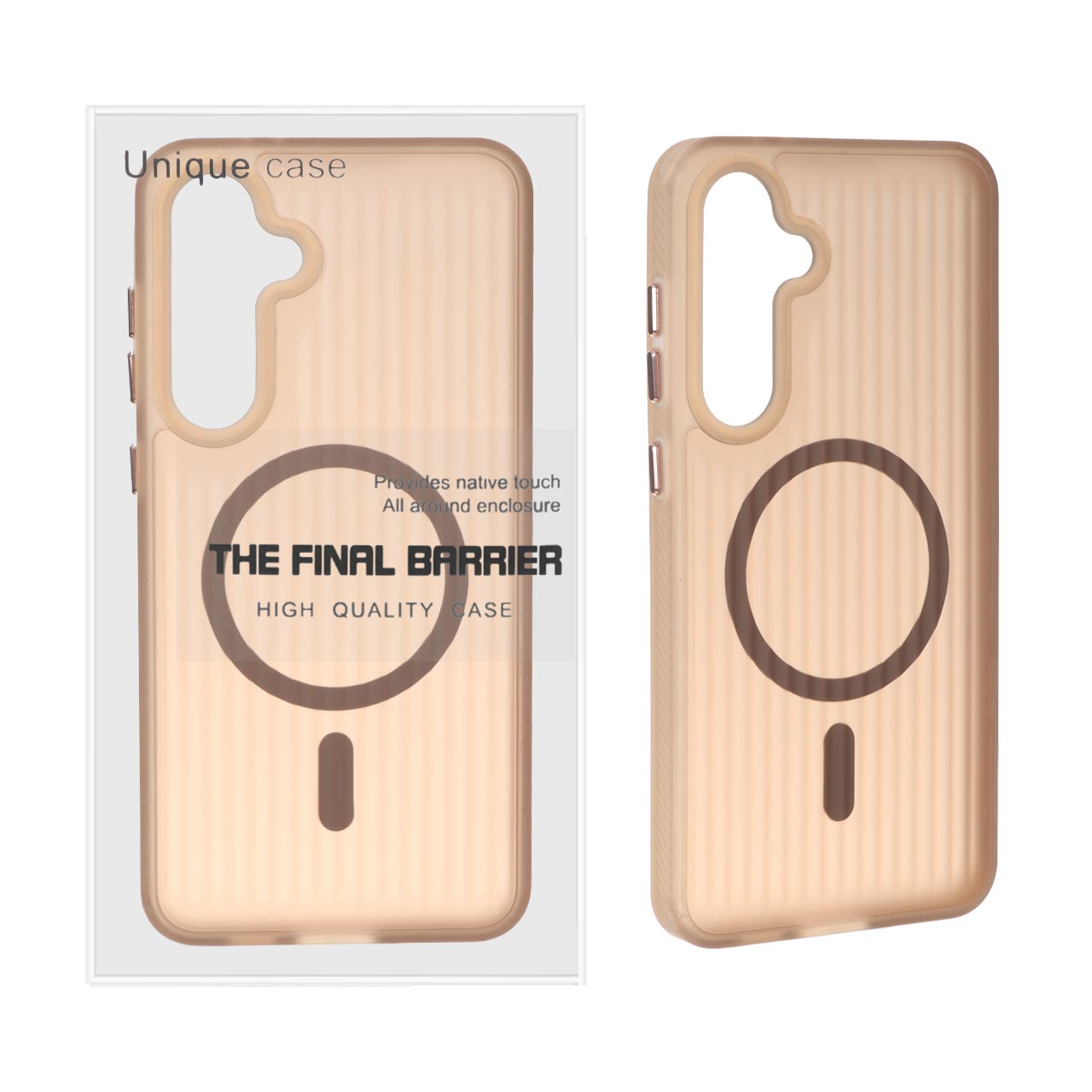 قاب اورجینال Unique Case کرکره ای مات MagSafe مدل Samsung Galaxy S24 FE - قهوه ای (پک دار)