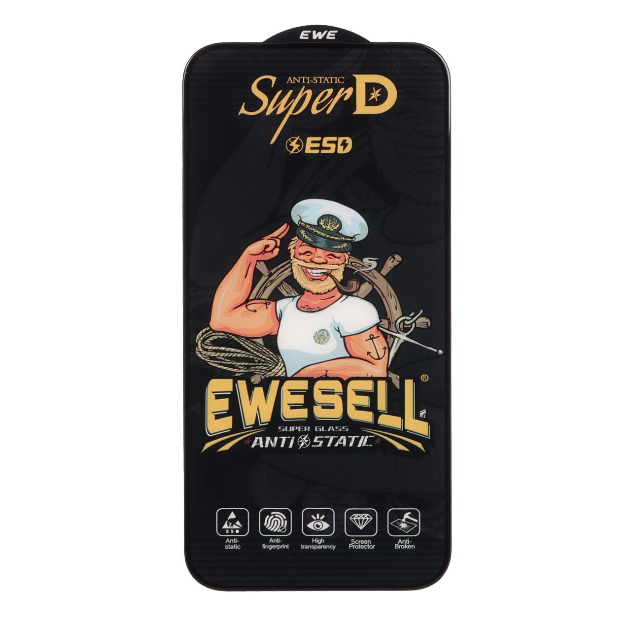 محافظ صفحه نمایش شیشه ای تمام صفحه Ewesell مدل Super D ESD مناسب برای آیفون 16 پرو مکس