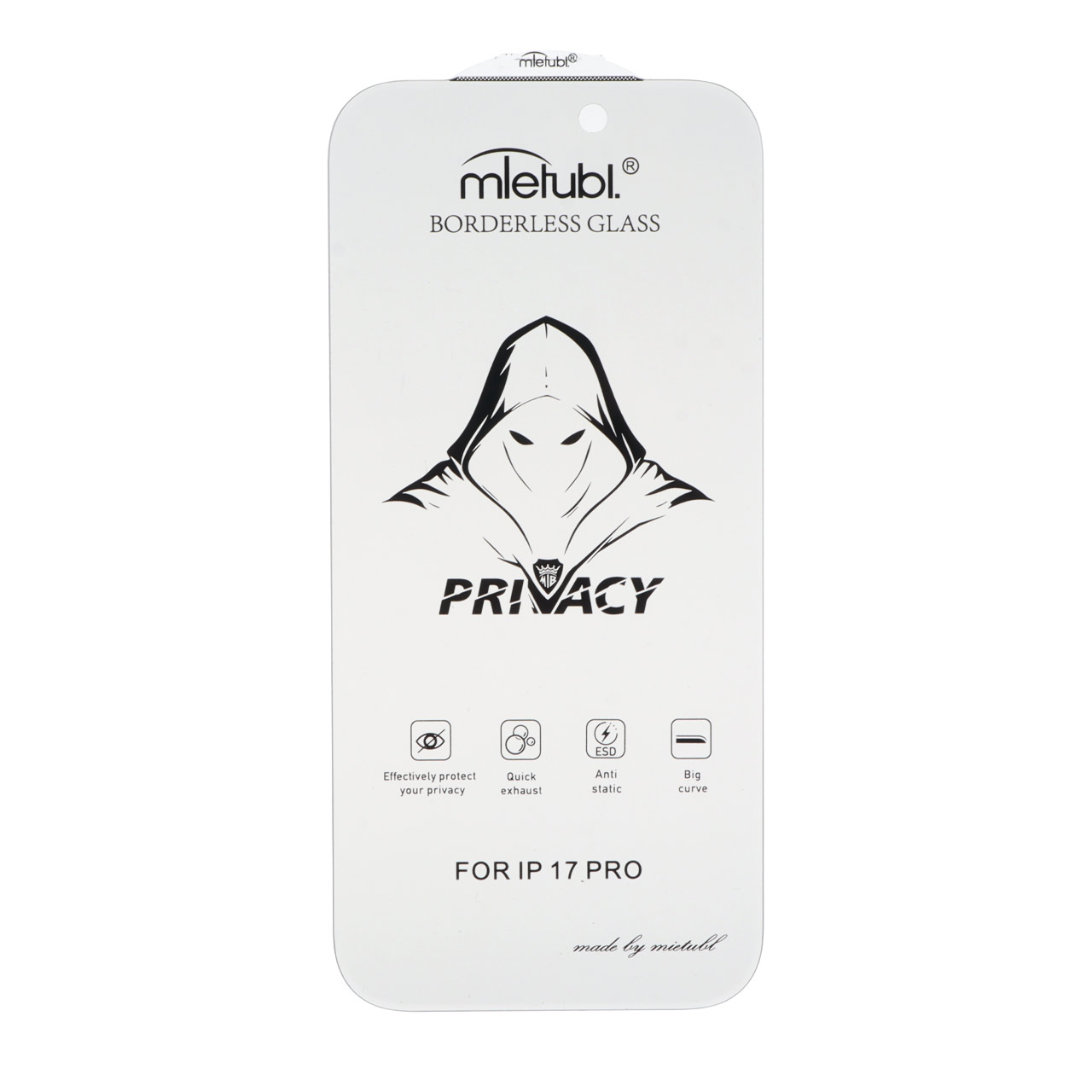 محافظ صفحه نمایش شیشه ای بدون حاشیه میوتوبل پرایوسی مناسب برای آیفون 17 پرو