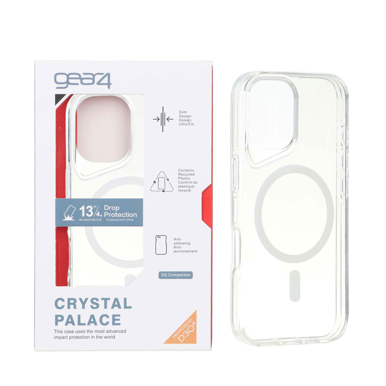 قاب اورجینال Gear4 Crystal Palace شفاف مگ سیف مناسب برای آیفون 16