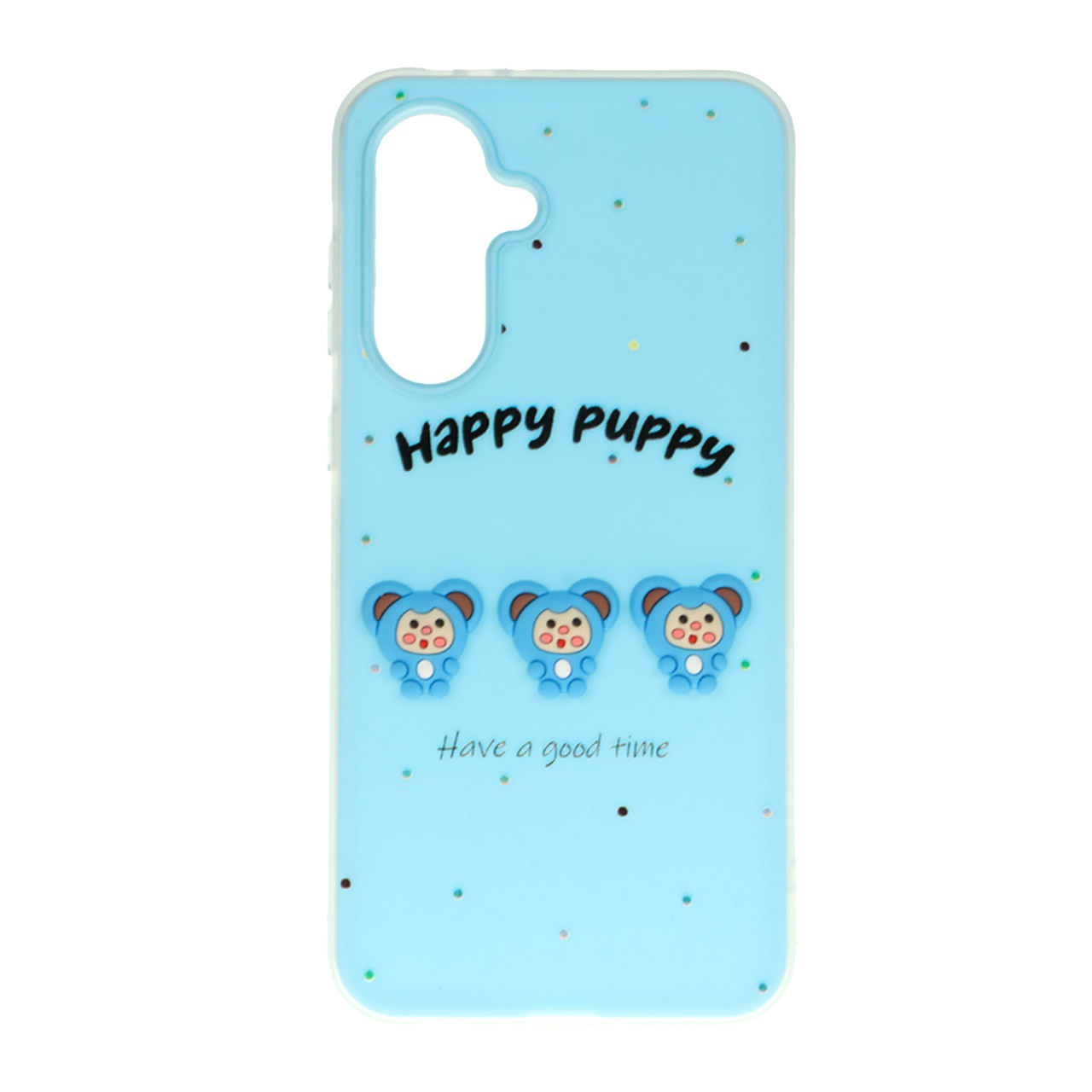 قاب طرح Happy Puppy عروسک برجسته آبی مناسب برای سامسونگ گلکسی A56 / A36