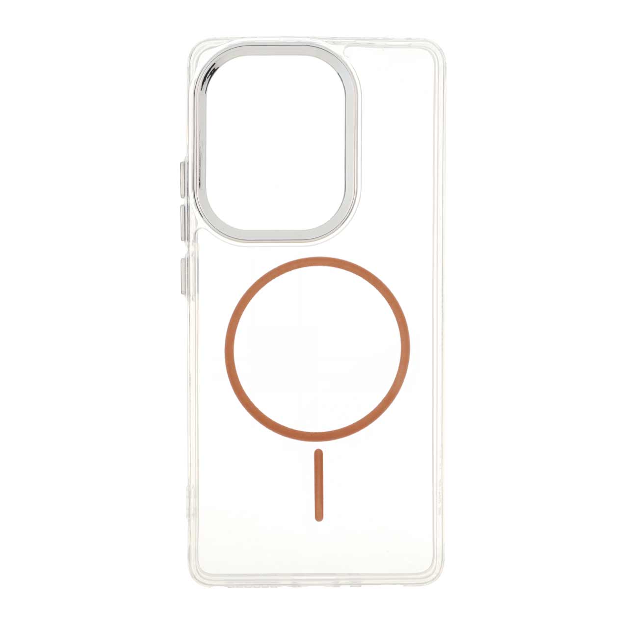 قاب ژله ای شفاف مگ سیف قهوه ای و محافظ لنز کروم مناسب برای شیائومی ردمی نوت 14 اس / نوت 13 پرو 4 جی / پوکو ام 6 پرو 4 جی
