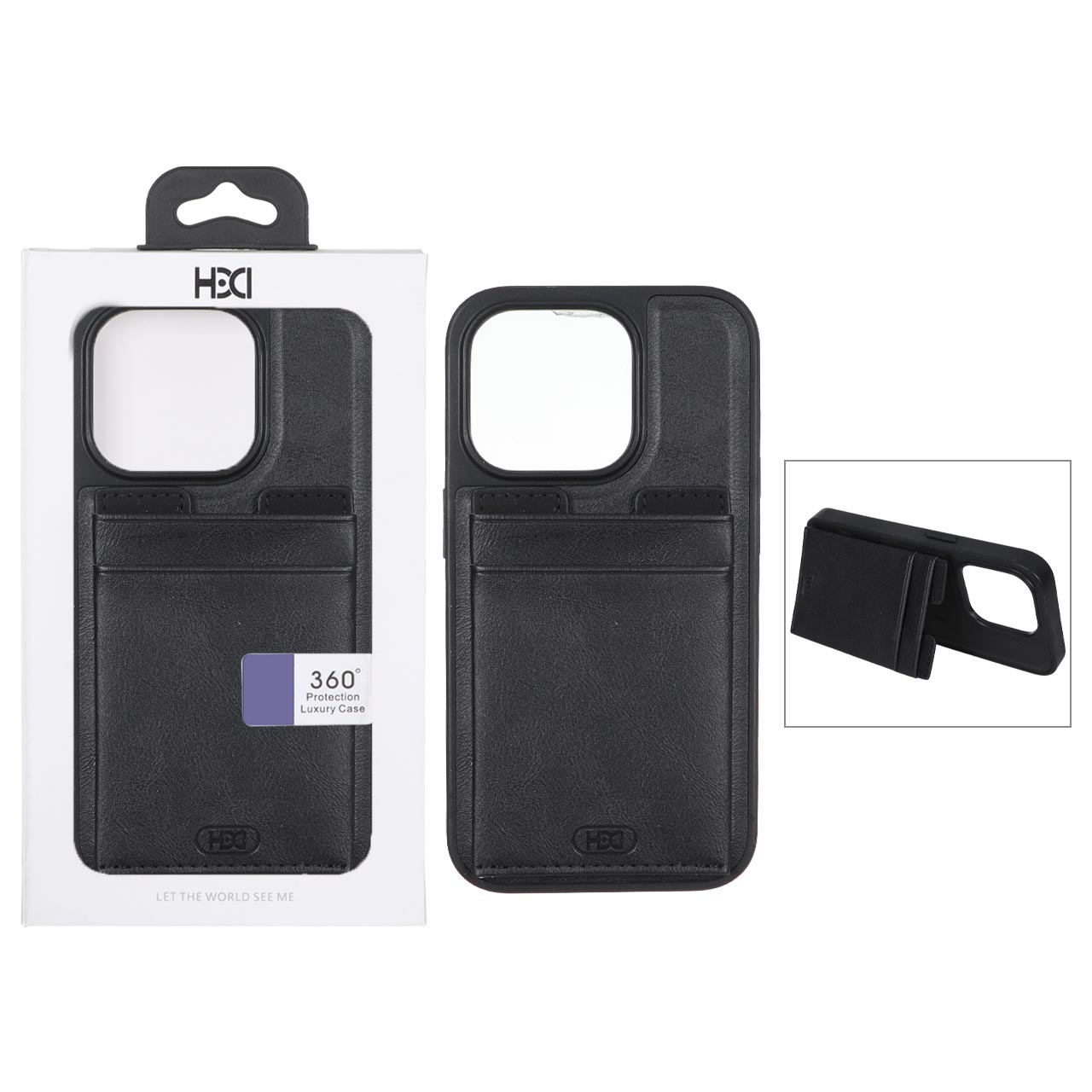 قاب اورجینال HDD چرمی جاکارتی مگنتی استندشو Apple iPhone 14 Pro - مشکی (پک دار)