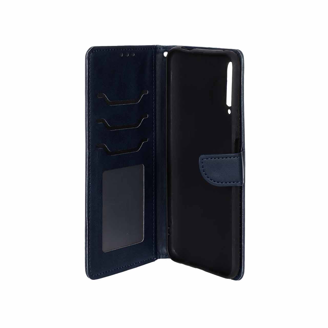 کیف چرمی مگنتی محافظ لنزدار سرمه‌ای مناسب برای گوشی هواوی Y9s / 9X Pro / Y9s New