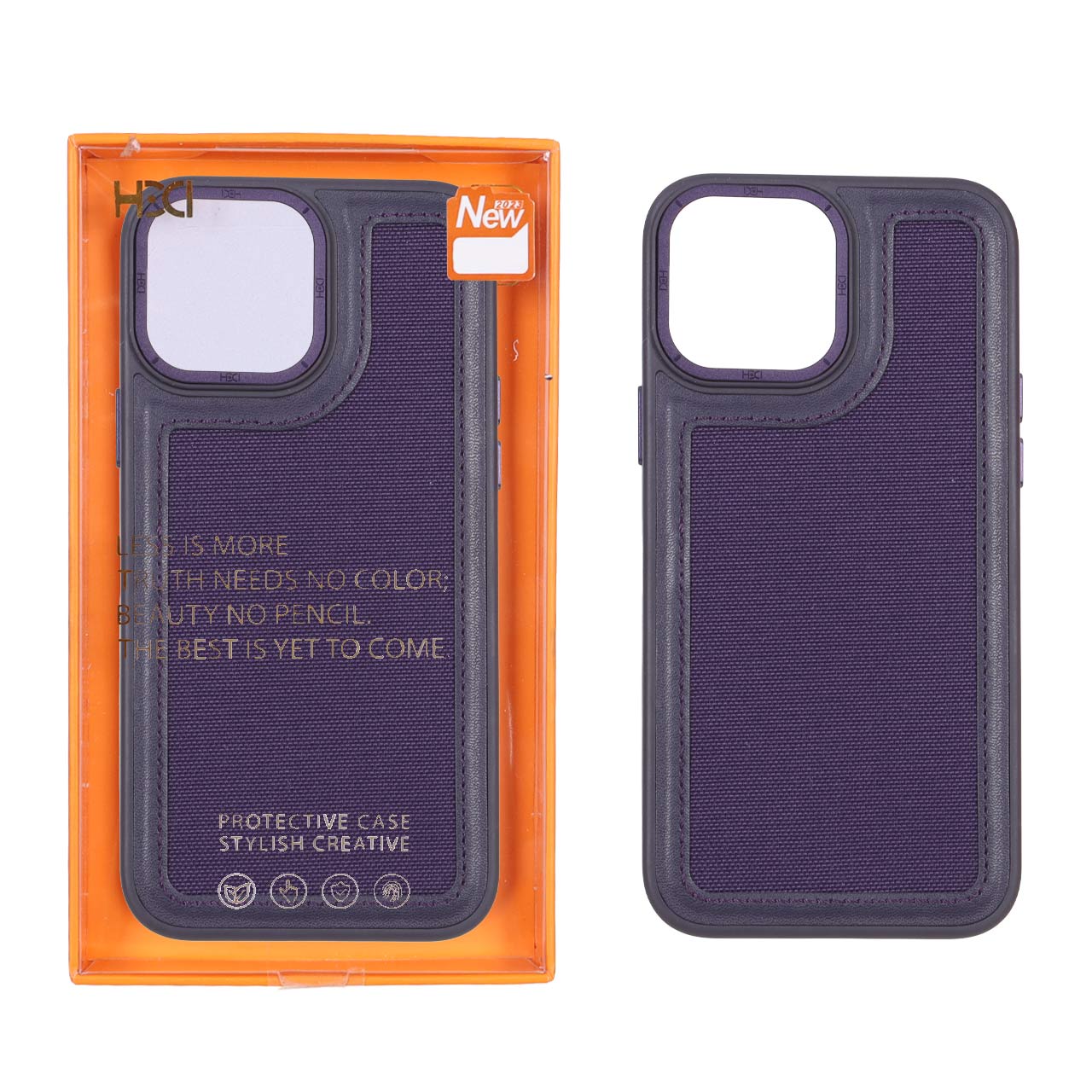 قاب طرح HDD برزنتی دور چرم دوخت دار مناسب برای آیفون 14 پرو مکس