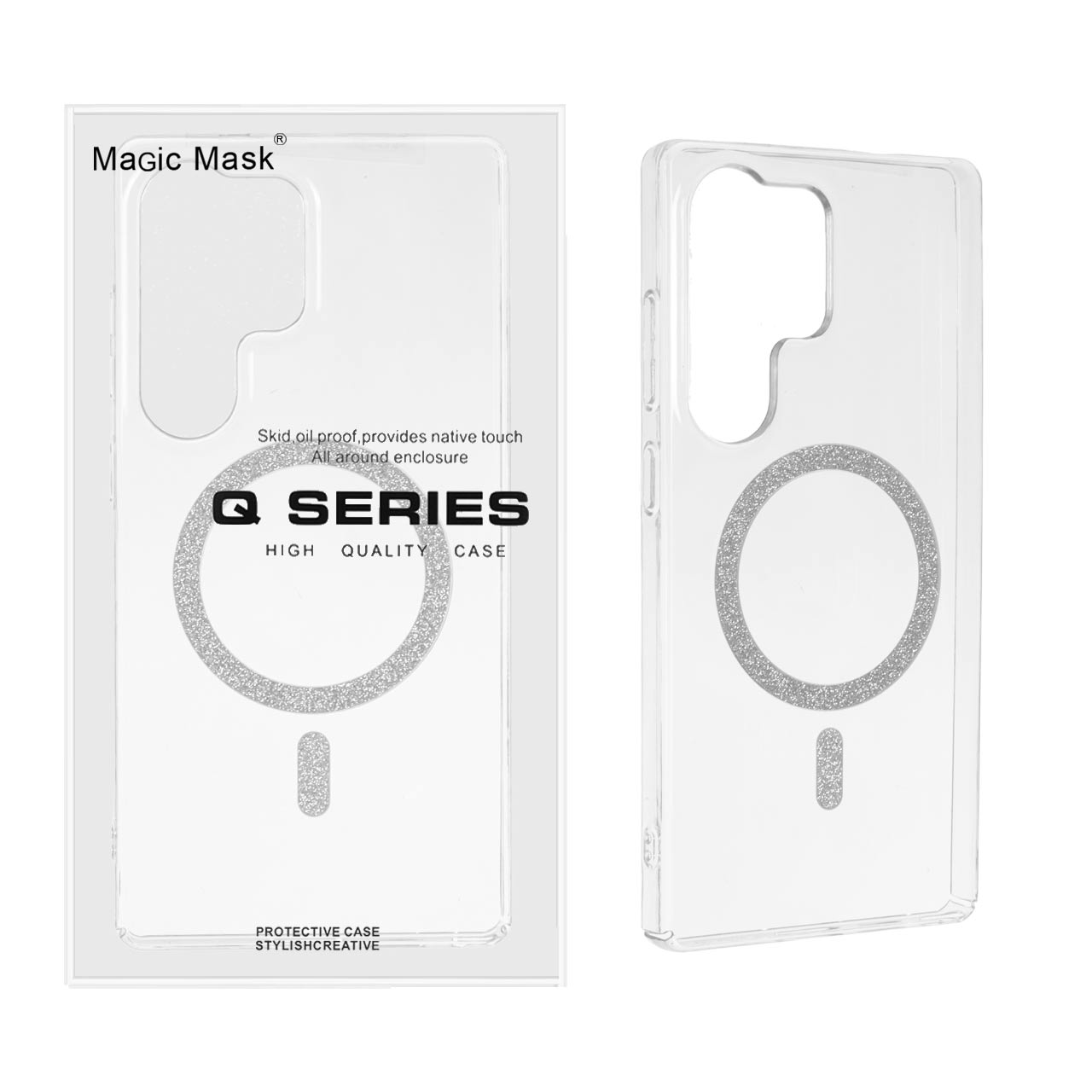 قاب طرح Magic Mask شفاف MagSafe اکلیلی مناسب برای سامسونگ گلکسی S25 اولترا