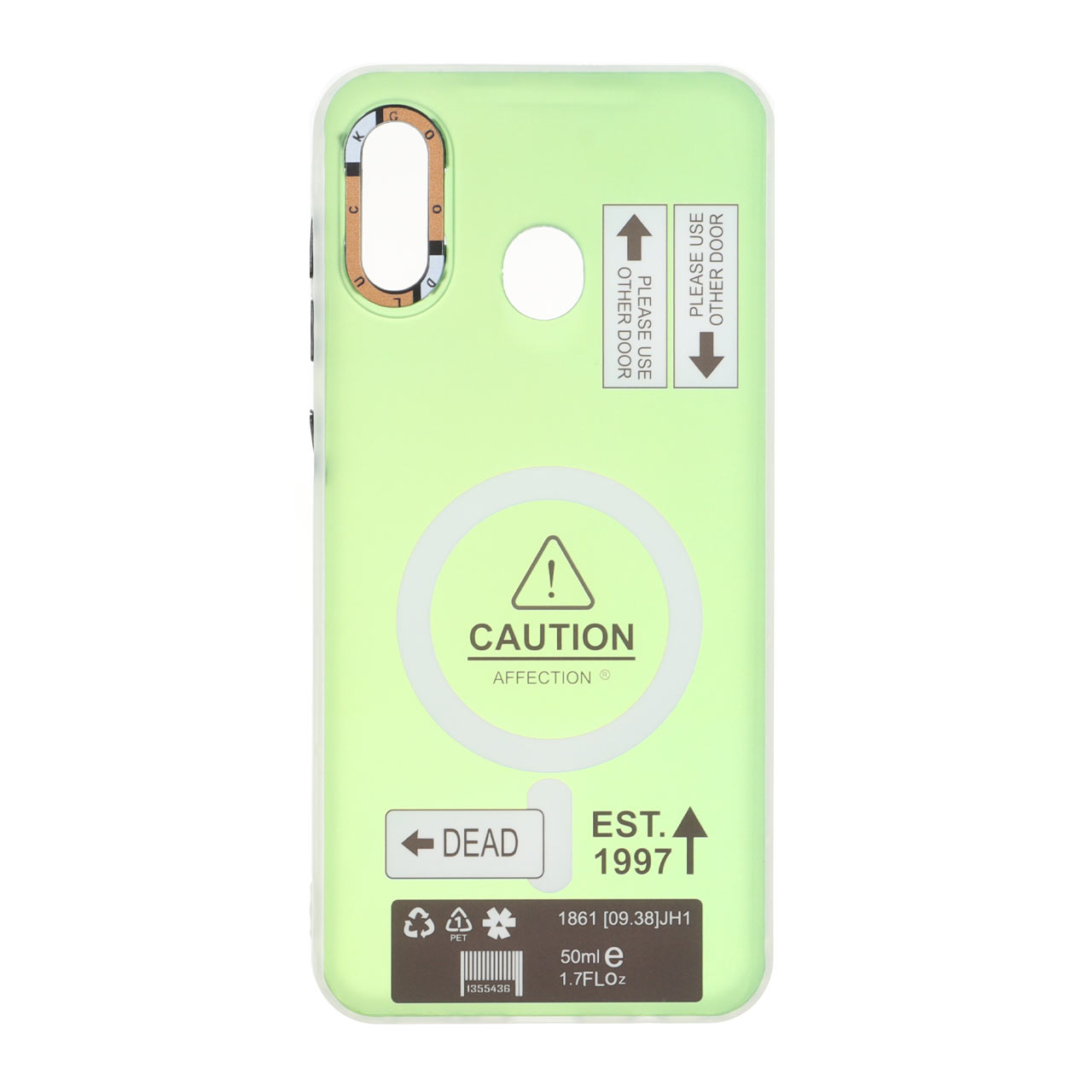 قاب طرح Caution دور مات مگ سیف (سبز) مناسب برای سامسونگ گلکسی A30 و A20