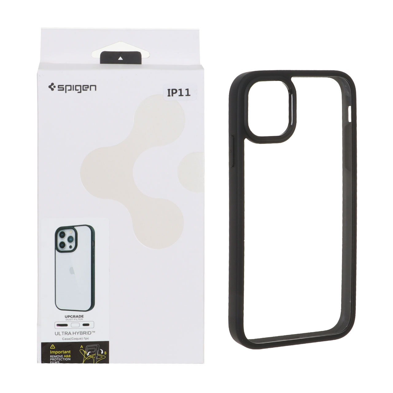 قاب Spigen Ultra Hybrid شفاف مشکی با توری اسپیکر فلزی مناسب برای آیفون 11