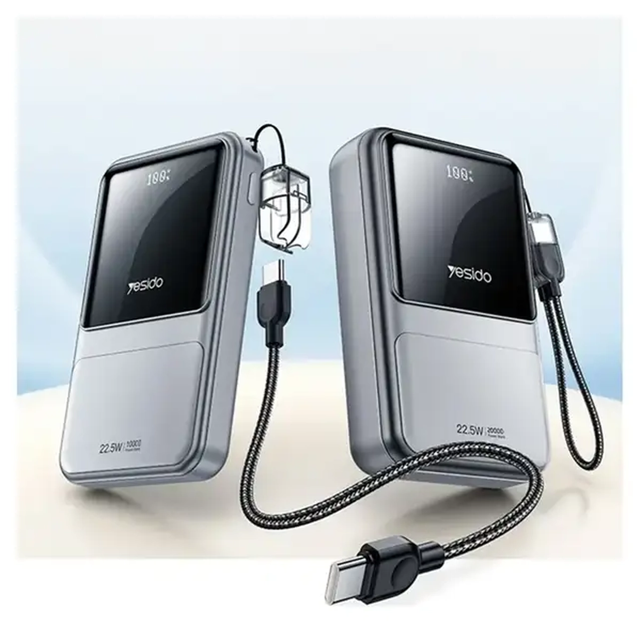 پاوربانک فست شارژ Yesido YP95 با ظرفیت 10000mAh و توان 22.5W – رنگ خاکستری