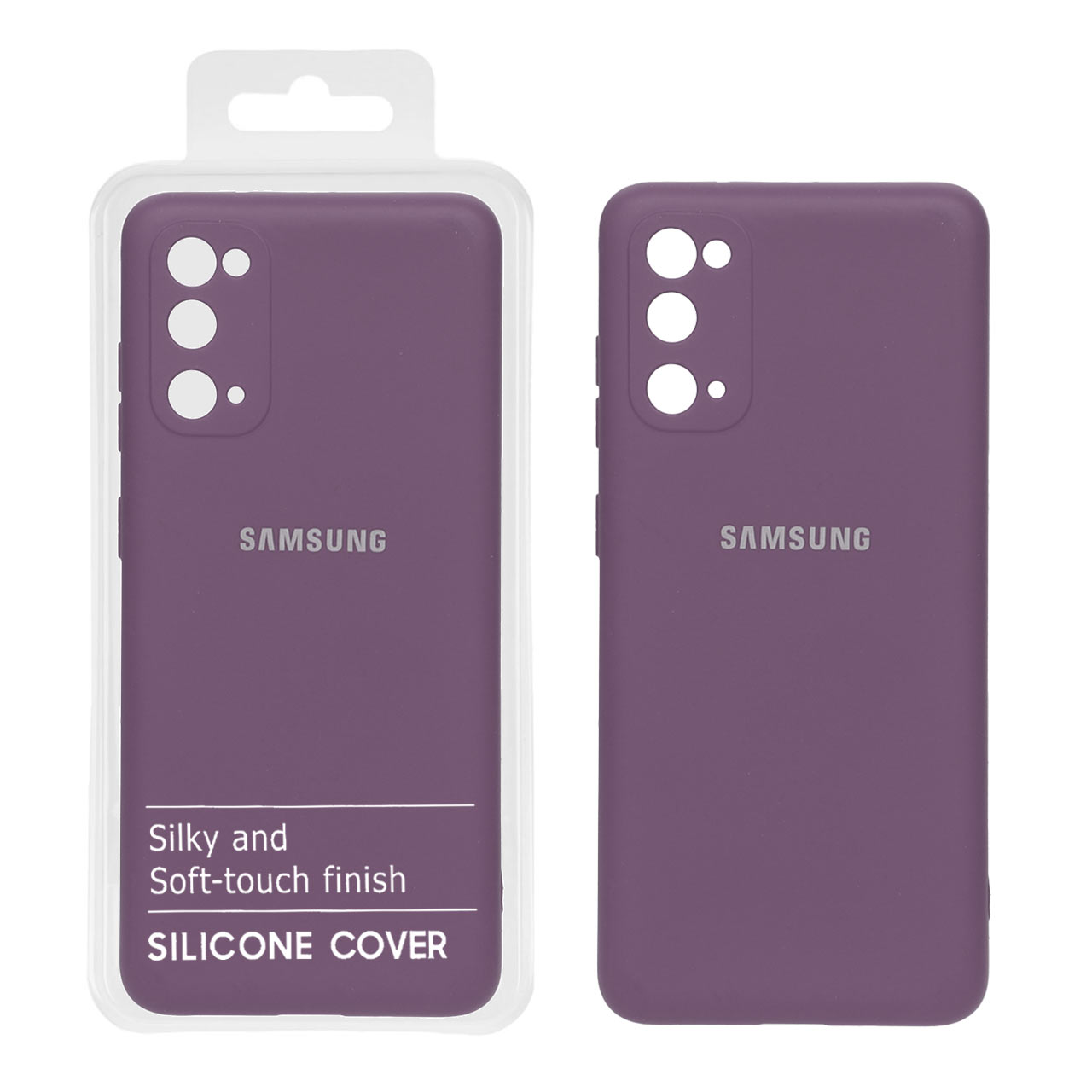قاب نیو سیلیکون محافظ لنزدار RFF مدل Samsung S20 - بادمجانی (پک دار)