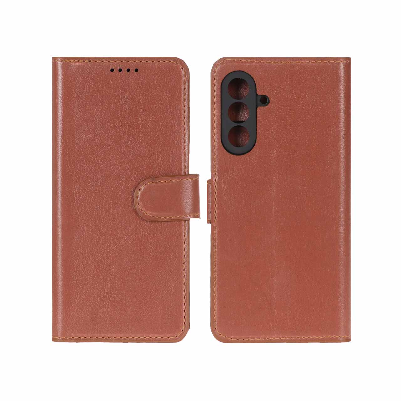 کیف موبایل چرمی مگنتی محافظ لنزدار Samsung Galaxy A17 / A26 - قهوه ای