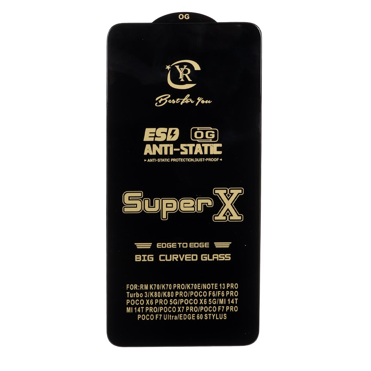 محافظ صفحه نمایش آنتی استاتیک Super X فول کاور مشکی مناسب برای شیائومی پوکو X7 پرو 5G، می 14T، ردمی نوت 13 پرو 5G و سری پوکو X6/F6