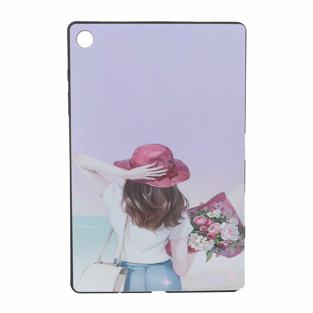 قاب ژله ای طرح دختر با کلاه و دسته گل مناسب برای تبلت سامسونگ گلکسی تب A9 پلاس 5G
