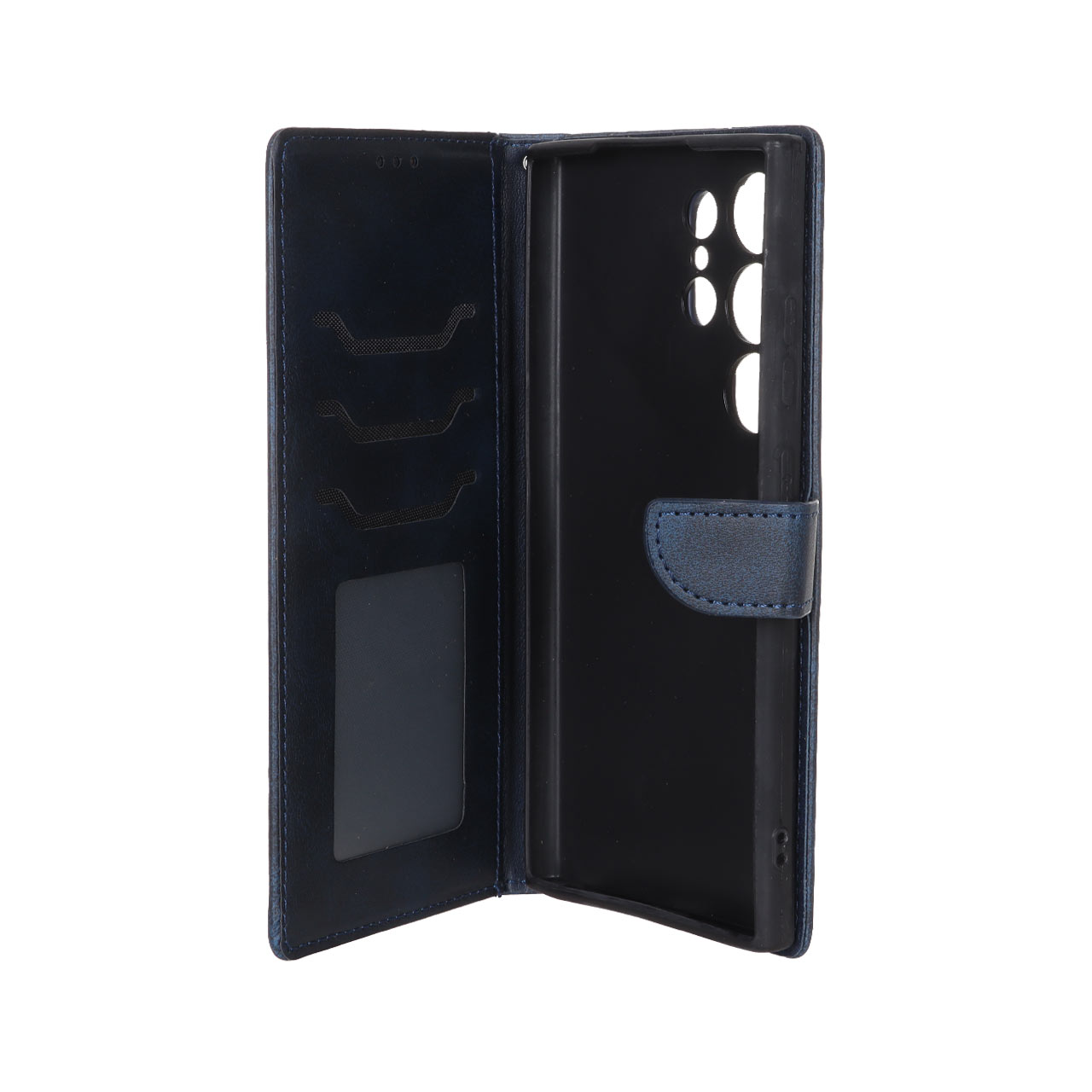 کیف چرمی موبایل مگنتی محافظ لنزدار Samsung Galaxy S24 Ultra - سرمه ای