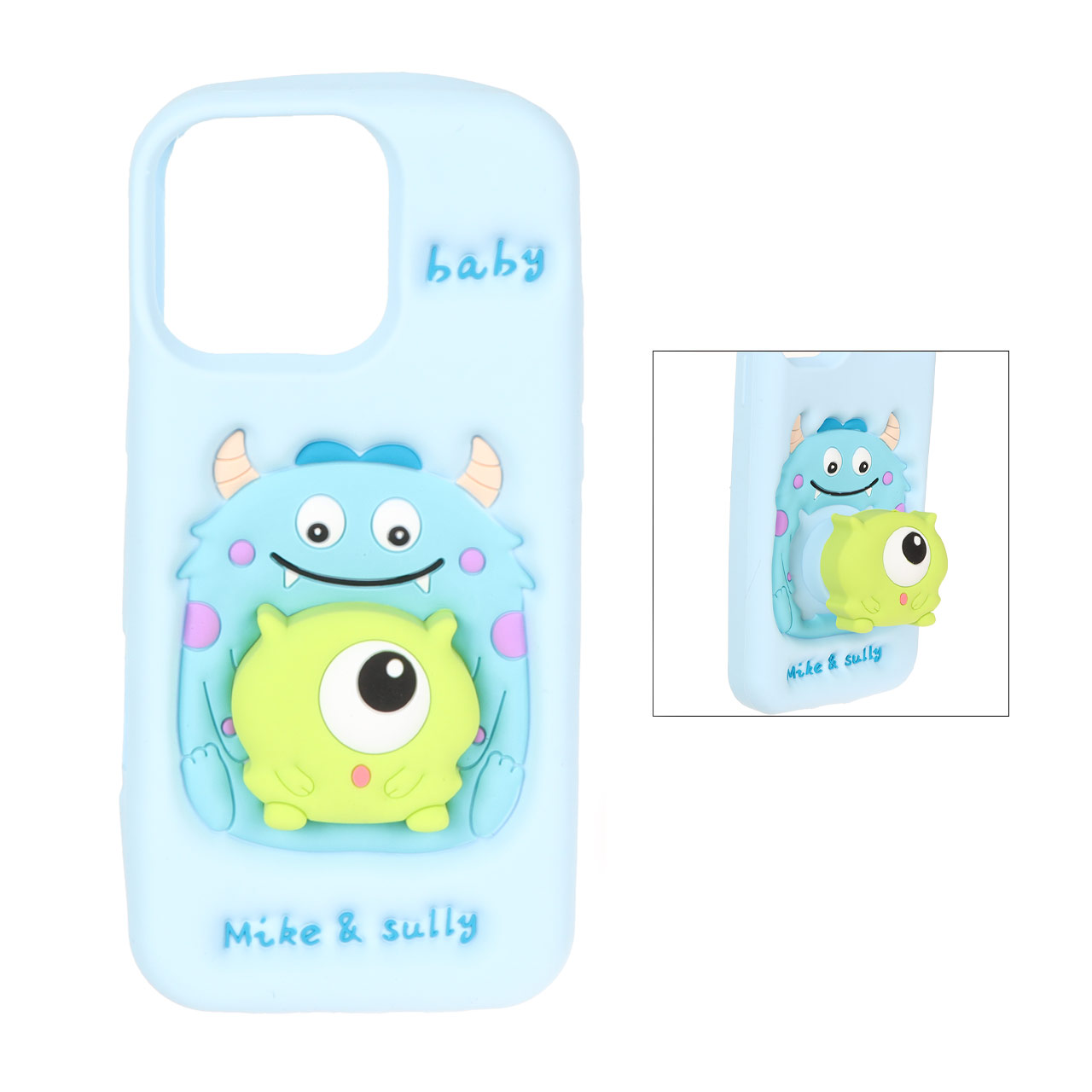 قاب سیلیکونی Mike & Sully استندشو Apple iPhone 16 Pro Max - آبی