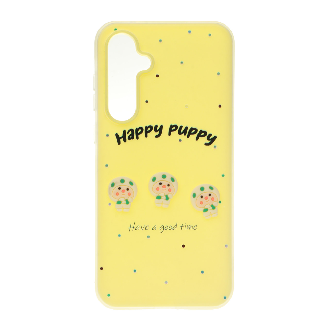 قاب طرح Happy Puppy عروسک برجسته مناسب برای سامسونگ گلکسی A35 و A55 - زرد